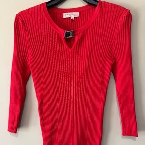 Philosophy Ribbed Knit Red Sweater Large